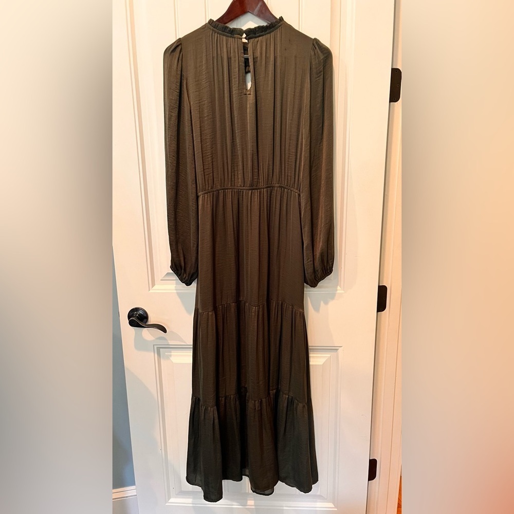 Skies Are Blue Long Sleeve Olive Dress Medium BOHO Country Festival Concert Gorg